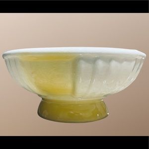 Robinson Ransbottom Pottery Co, Roseville, Ohio Yellow & White Pedestal Bowl